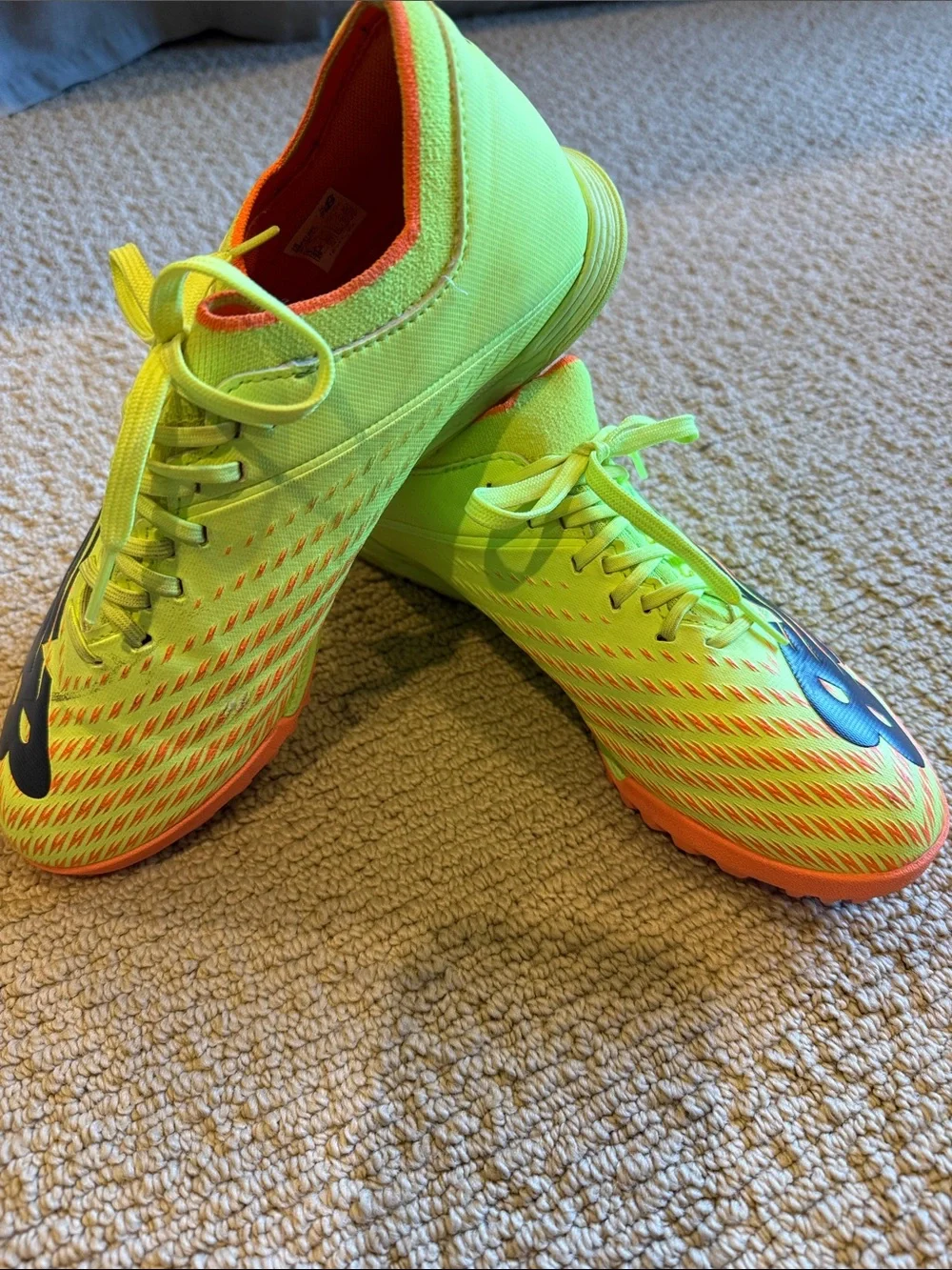 New Balance Neon Yellow Indoor/turf Soccer Shoes with Black Logos